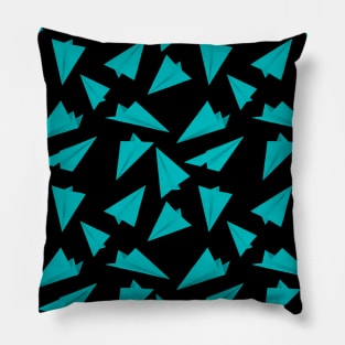 Paper Planes Pattern Blue Black Pillow