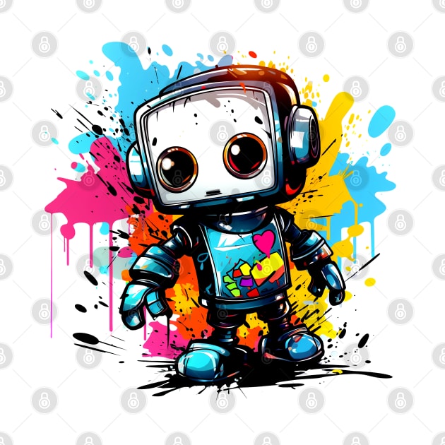 Cute cartoon Robot. Funny cyborg. by AndreKENO