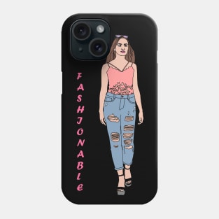 woman line art pretty fashionable Phone Case