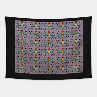 Pastel Skull & Wing Pattern Tapestry