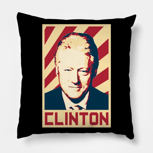 Bill Clinton Retro Propaganda Pillow by Nerd_art