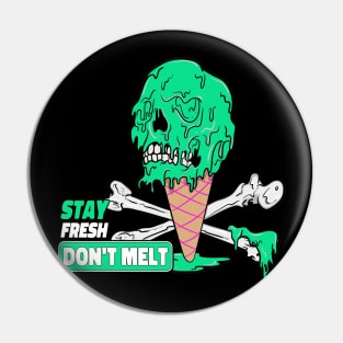 Don't Melt Dripping Ice Cream Skull Pin