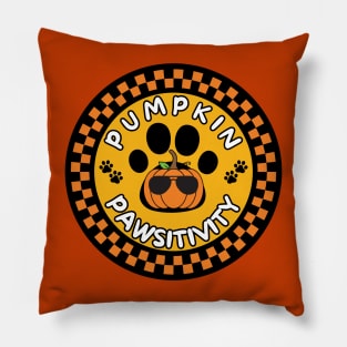 Cute Cool Halloween pumpkin paw print pawsitivity Pillow