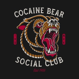 Cocaine Bear Social Club - Vintage Traditional Tattoo T-Shirt