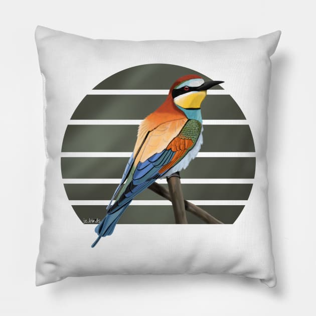 jz.birds Bee-Eater Bird Animal Design Illustration Pillow by jzbirds