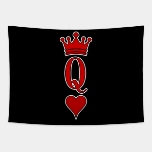 Classy Valentine's Day Queen Of Hearts White Outline Style Tapestry