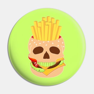 Cheeseburger Skull and Fries Pin