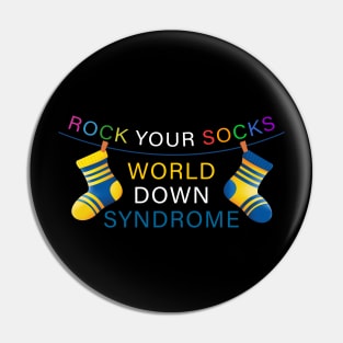 World Down Syndrome Rock Your Socks Awareness Men Women Kids Pin