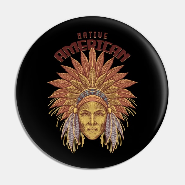 Indian Head Illustration Pin by Tonymidi Artworks Studio