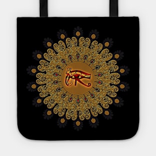 The all seeing eye in gold and black Tote