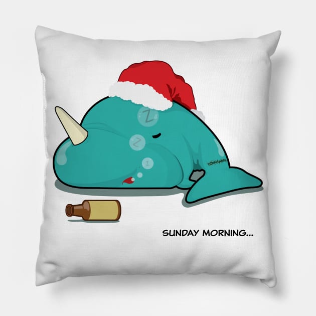 Narwhal on Sunday Morning Pillow by RCLWOW