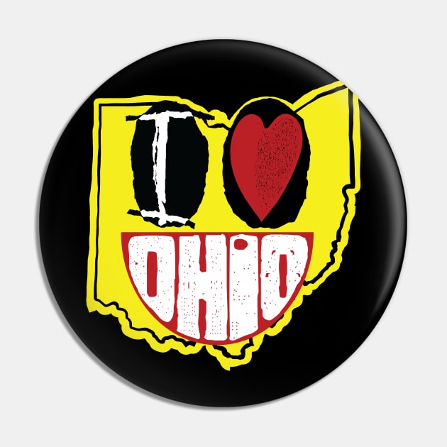 I Love Ohio Smiling Happy Face Pin by pelagio