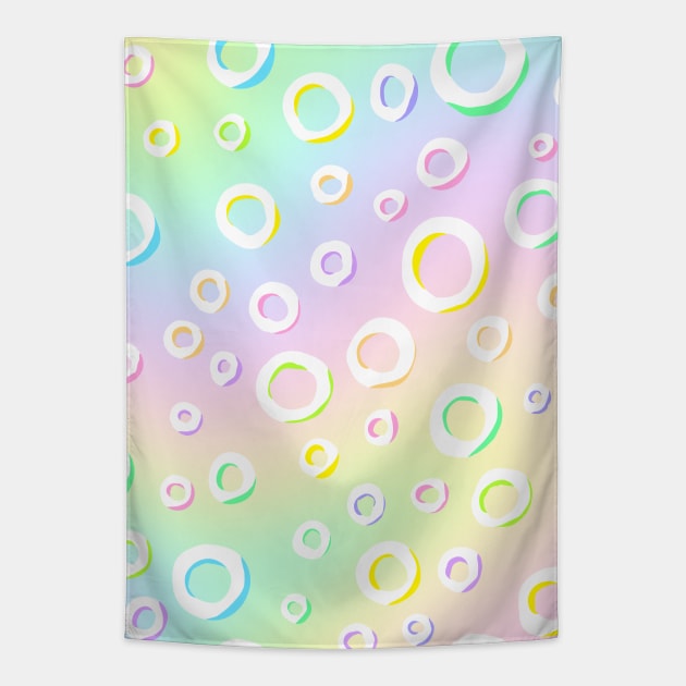 Pastel Rainbow Design with Circles Tapestry by KelseyLovelle