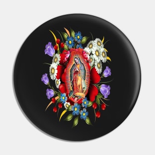 Our Lady of Guadalupe Mexican Virgin Mary Mexico Flowers Tilma Pin