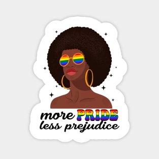 More Pride Less Prejudice LGBTQ Afro American Gift For Men Women Lgbt Magnet