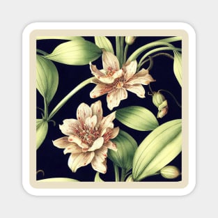 Antique Vintage White Ivory Floral Illustration Magnet