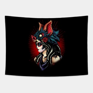 Traditonal Sugur skull girl Tapestry