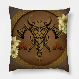 The fearless viking with Helmet with horns. Pillow