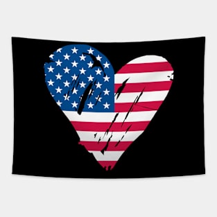 Heart Shape USA American Flag Patriot Tapestry