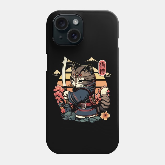 Samurai Cat Tattoo, Kawaii Ninja Cat Phone Case by Apocatnipse Meow