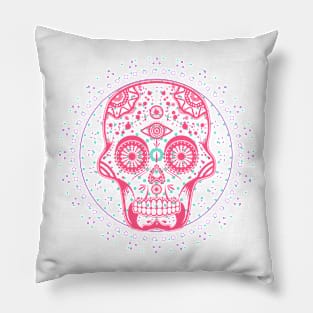 Dotted Futuristic Skull Pillow