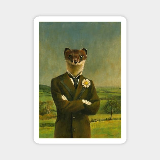 Victorian Stoat Gentleman Magnet by mictomart