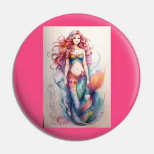 Color Pencil Art Mermaid Pin