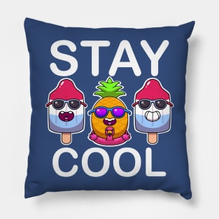 Stay Cool Popsicles And Pineapple With Flamingo Pillow