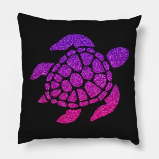 Hot Pink Purple Ombre Faux Glitter Turtle Pillow