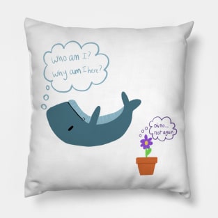 Falling Whale and Petunias Pillow