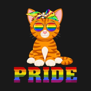 Cat Gay Pride Flag Sunglasses LGBT Animals Lover T-Shirt