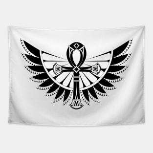 Ankh with Wings ( Black ) Tapestry
