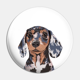 Dappled Dachshund Puppy Illustration Pin