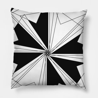 Geometric black and white linear flower Pillow