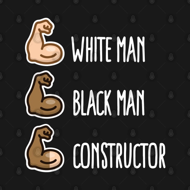 White man black man constructor biceps funny builder workout (light design) by LaundryFactory