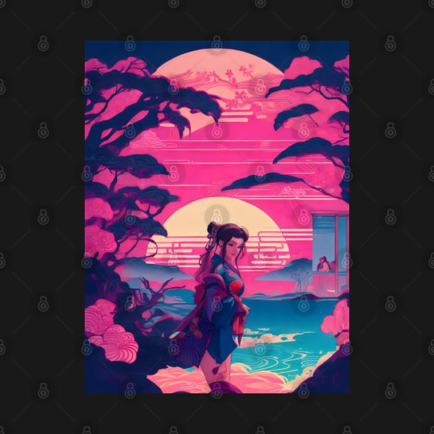 Synthwave japanese princess by Spaceboyishere