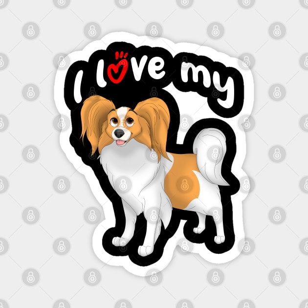 I Love My White & Red Papillon Dog Magnet by millersye