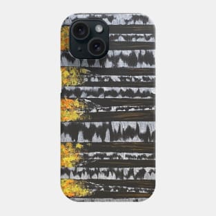 Black and White Birch Trees with Orange Leaves Phone Case