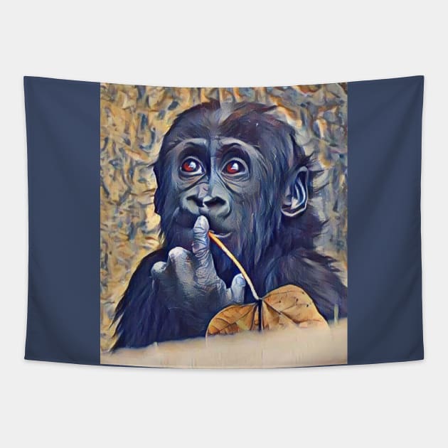 Baby Western Lowland Gorilla Tapestry by Sharonzoolady