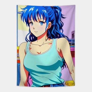 anime girl lofi music 90s retro aesthetic Anime Tapestry