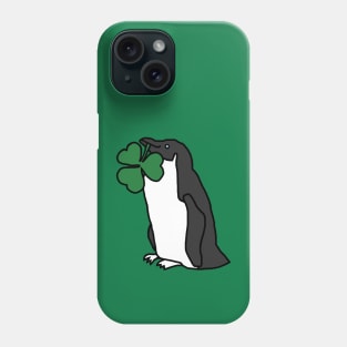 Saint Patricks Day Penguin with Shamrock Phone Case