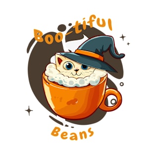 Boo-tiful Beans | Cat with Witch Hat in a Cup T-Shirt