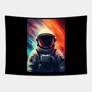 Neon Astronaut Space Galaxy Tapestry