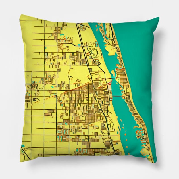 Vero Beach Florida Map Graphic Art Pillow by Tdjacks1