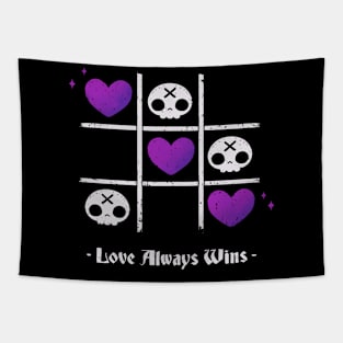 Love Always Wins Creepy Cute Skull Tapestry