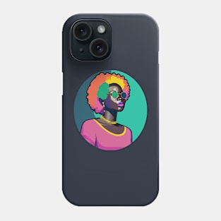 80s popart black girl, vibrant colors, face only Phone Case