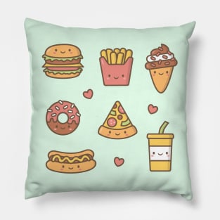 Cute Fast Food Burger Fries Donut Pizza Ice Cream Doodles Pillow