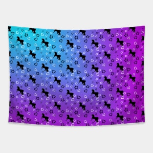 Black Unicorn Pattern (Blue & Pink) Tapestry