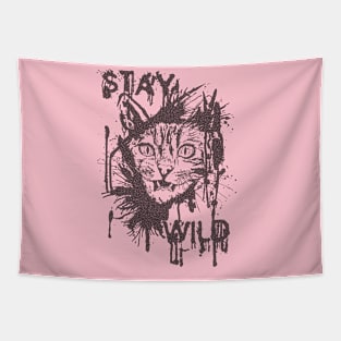 cat stay wild Tapestry