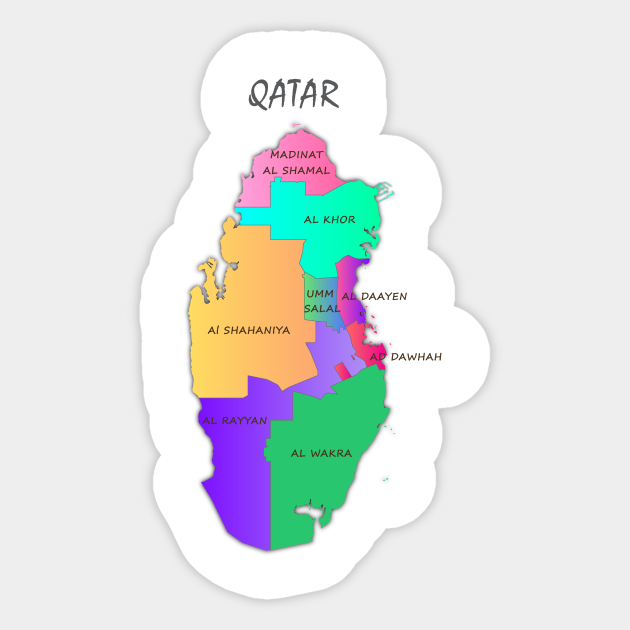 Map Of Qatar With Municipalities Political Map Vector Qatar Map Sticker Teepublic Map Of Qatar With Municipalities Political Map Vector Qatar Map Sticker Teepublic